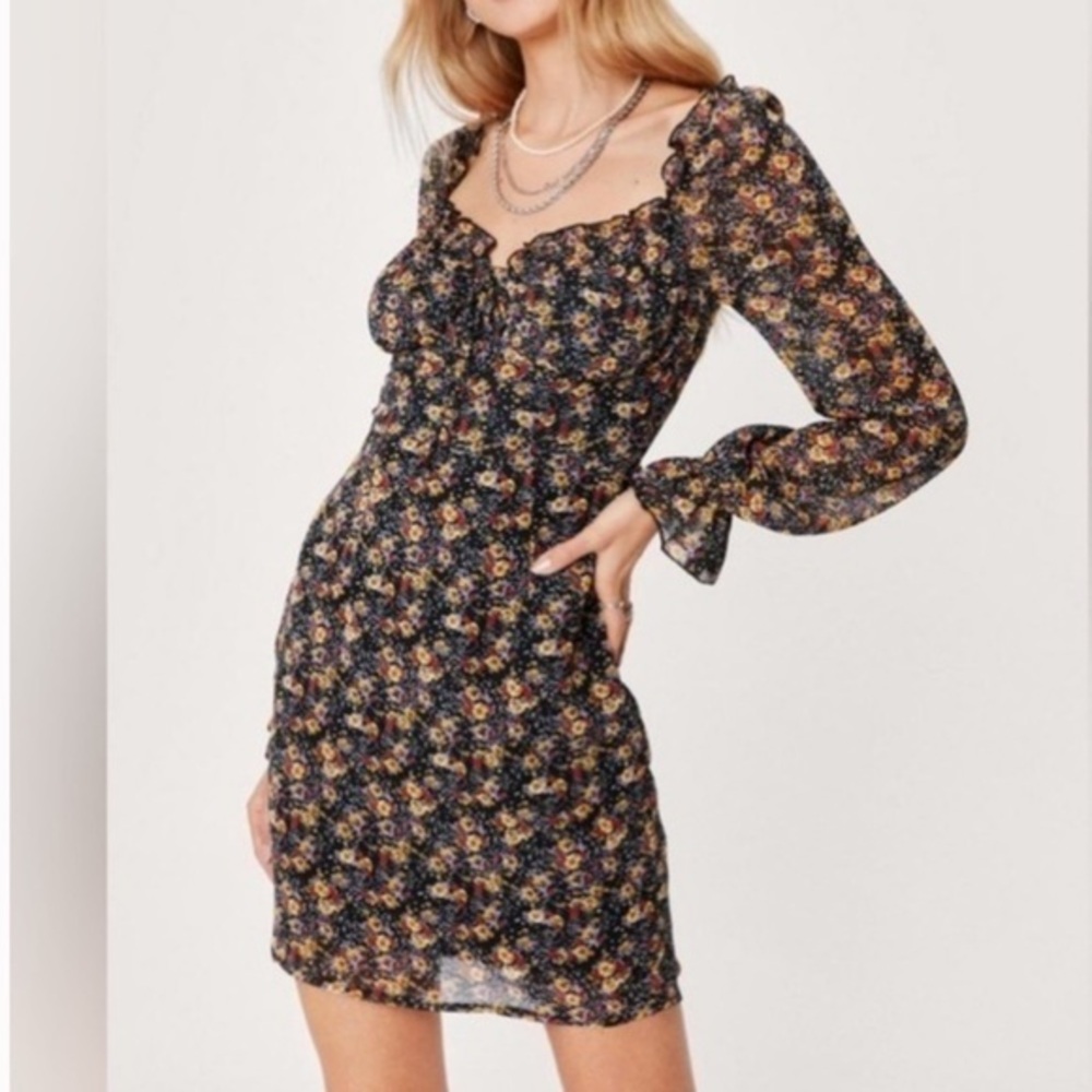 Nasty Gal Floral Off Shoulder Milkmaid Mini Dress Size 4